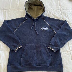 Mens Long Fleece Hoodie Rayon Blend Kangaroo Pocket Thick LBC Cali Blue Sz L